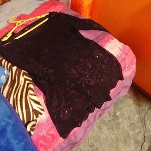 Black Mesh Skull Long Sleeve Top